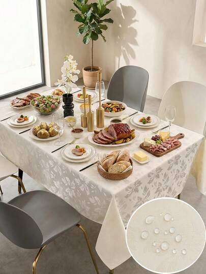 1 chiếc khăn trải bàn Jacquard chống thấm nước, chống bắn tóe, hình chữ nhật, chất liệu polyester, họa tiết hoa, có thể giặt được, thích hợp cho bữa ăn hàng ngày, các ngày lễ, đám cưới, Lễ Tạ ơn, sinh nhật hoặc các sự kiện trang trọng.