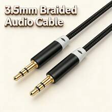 1根3.5毫米尼龙编织立体声音频线，AUX音频线，3.5毫米双头耳机数据线，耳机/车载音频连接适配器 - 彩色 - 查看 1