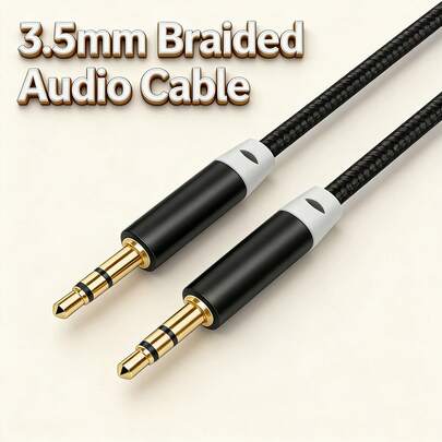 1根3.5毫米尼龙编织立体声音频线，AUX音频线，3.5毫米双头耳机数据线，耳机/车载音频连接适配器