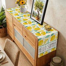 1 Lemon Dining Tablecloth, Spring And Summer Citrus Fruit Coarse Linen Kitchen Decoration, Seasonal Indoor And Outdoor Home Decoration Party Supplies - Yellow - View 5