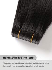 SUYYA 隐形胶带式接发 真人发 20片 20英寸 自然黑原生雷米发 无痕注塑胶带式接发 - S1B - 查看 5