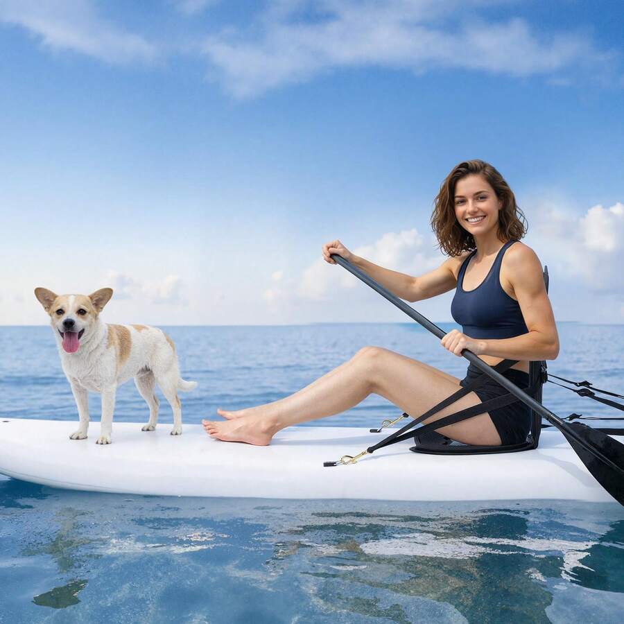 Kayak Seat, 2 Pack 0.5" Thick, Universal Paddle Board Seat With Back Support, Sit-On-Top Soft Padded Cushion With Storage Bag & Adjustable Straps For SUP, Canoe, Fishing Boat, Inflatable Kayak - Regular Style, 2-piece Set, Regular Thickness - View 1