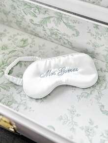 1pc Customized Embroidered Cute & Comfortable Sleep Mask, Personalized Name Sleep Mask, Best Bridesmaid Gift, Bridal Party Gift, Personalized Wedding Gift, Birthday Gift, Party Favor, Anniversary Gift, Unique Small Gift - White - View 6