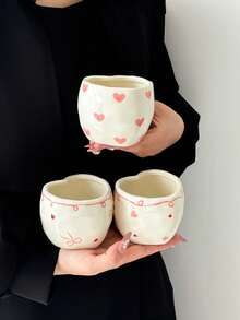 1 chiếc cốc cà phê gốm hình trái tim, thiết kế tối giản dễ thương, cốc gốm dùng đựng cà phê, trà, sữa, nước ép, nước uống, đồ uống làm quà tặng - Nhiều màu - Xem 5