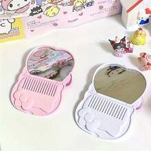 SANRIO 1個可愛粉色蝴蝶結設計便攜式口袋鏡 - 雙面緊湊旅行化妝鏡，輕巧便攜，無需電池，適合作為便攜裝飾配件 & 化妝工具 | 生動有趣的審美設計 | 光滑塑料材質 - 彩色 - 查看 6