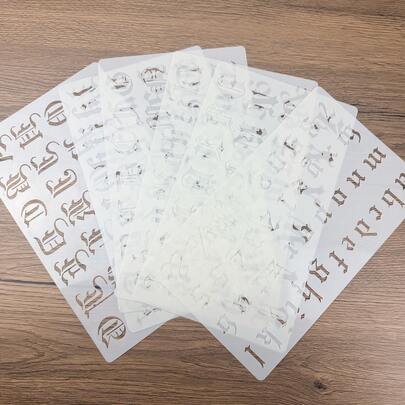 6pcs Scrapbook Alphanumeric Templates - Suitable For DIY Layering, Embossing, Coloring - Plastic Templates For Greeting Cards, Journaling, Photo Album Decoration