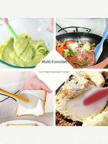 3pcs Heat-Resistant Silicone Spatula Set, Including Mini Silicone Spatula, Jam Scraper, Heat-Resistant Cream Spatula, Baking Mixing Tools, Kitchen Essential, Suitable For Apartment Use, Silicone Material - Multicolor - View 5