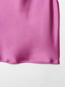 Áo không tay bằng satin, cổ yếm, hở lưng, thích hợp cho mùa xuân/hè. - Màu Hồng Tươi - Xem 4