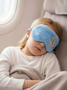 1个儿童青少年毛绒刺绣独角兽睡眠眼罩，护眼睡眠眼罩，适用于午睡、旅行、遮光，多功能睡眠眼罩 - 藍色 - 查看 4