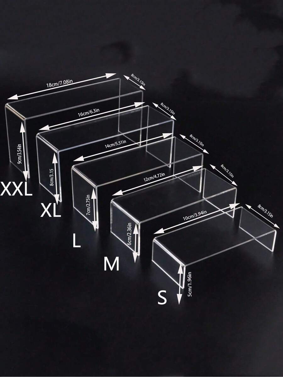 5件套透明亚克力U型展示架 - 可重复使用的纸杯蛋糕架，适用于甜点、珠宝、婚礼自助餐和派对用品。坚固耐用，可调节高度，易于组装。 - 無色 - 查看 1