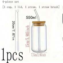 16oz Transparent Coffee Cup With Bamboo Lid And Straw, Large Capacity Outdoor Travel Portable Beverage Juice Cup, Summer & Winter Drinkware, Birthday Holiday Party Gift, Christmas Gift, Glass Water Bottle, Cup, Iced Coffee Cup, Cute Items, Bridesmaid Gift, Glass Cup, Glass Jar, Aesthetic, Gift For Women - Multicolor - View 14