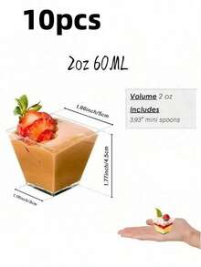 50 chiếc cốc tráng miệng vuông - Cốc nhựa trong suốt đựng bánh pudding, có thể tái sử dụng, lý tưởng cho sữa chua, trái cây, mousse và các món tráng miệng nhỏ - Giải pháp phục vụ trang nhã cho các sự kiện và sử dụng hàng ngày. - Nhiều màu - Xem 10