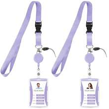 Swap Retractable Badge Holder,Change ID In Seconds Without Removing Lanyard, Lanyard With Id Holder,Nurse Badge Reel,2Pack For CNA Teacher Office Cruise (Purple, Ve..Rtical) - PurpleVertical - Xem 2