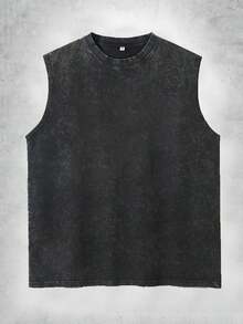 210g Washed Vest, Printed With A Stack Of Brightly Colored USB Flash Drives In Distinct Vibrant Hues (Light Blue, Blue, Green, Light Green, Clear/Orange Tinted, Orange, Red, Dark Red, Purple, Bright Pink, Dark Purple) On A Black Background, Men's Washed And Worn Camisole, Suitable For Outdoor Sports And Fitness, Streetwear, Machine Washable, Summer Casual Sleeveless Top, Washed Pure Cotton - 黑色 - 查看 2