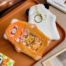 1pc Super Cute Furry Transparent Cartoon Card Holder, Ins Style Cartoon Plush Card Holder, Three Inch Photo Star Card Display Pendant, Multifunctional Id Card, Work Card, Student Card, Teacher Card, Medical Chest Card Available - A - View 8