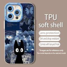 Fondo de pantalla de collage cósmico azul de Kiki, gato negro.funda de teléfono Fundas compatibles con Samsung,Apple,VIVO,OPPO,Motorola,Google,Xiaomi y Honor.Fabricadas en silicona TPU,ofrecen protección contra golpes y caídas. - Blanco - Ver 5