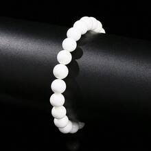 5A级天然白色贝壳珠手链，波西米亚风女士饰品，优雅简约日常佩戴手链，完美礼物 - 白色 - 查看 5