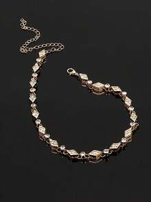 Dây chuyền choker cá nhân hóa thời trang, mặt dây chuyền hình học đính đá lấp lánh hình kim cương và hình tròn dành cho nữ. - Vàng - Xem 2
