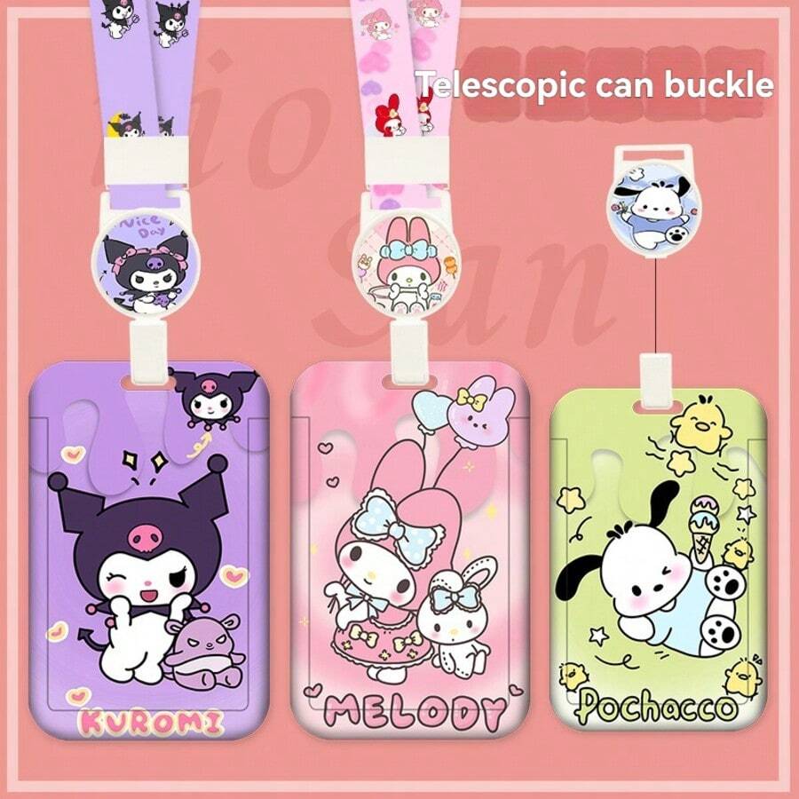 SANRIO 1个可爱卡通学生卡套，带挂绳，可用于公交卡、餐卡、校园卡。 - 彩色 - 查看 1