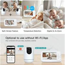 CDYCAM WiFi Baby Monitor With App, 5-Inch HD Display, HD Camera, Night Vision, Two-Way Talk, Temperature Sensor And Lullabies - White - View 6