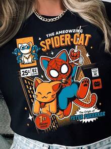 The Ameowzing Spider Cat Shirt The Spider-Verse T-Shirt Marvel Comics Tee Land Family Outfits Spiderman Cat, Cat Lover Shirt Summer Clothes,Summer Tops,Graphic Tee,Funny T Shirts,T Shirts For Men,Tops For Women,Girls Clothes,Clothes For Girls,Boys Clothes,Holiday Outfits For Women,Summer Holiday Outfits,Girls Holiday - Black - View 7