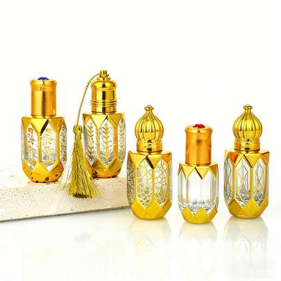 Botella de perfume de vidrio de lujo portátil de 6ml, adecuada para el envasado de aceites esenciales, el trasvasado de perfumes, cremas para los ojos, brillo de labios, viajes, festivales, fiestas, regalos de cumpleaños y San Valentín