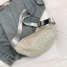 小众设计竹叶激光腰包，防水耐用腰包，街头胸包 - 杏色 - 查看 3