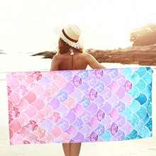Little Mermaid Beach Towel 30" X 60" Soft Microfiber Quick Dry Absorbent Sand Free Lightweight For Girls Women Ideal For Pool Travel Bath Perfect Mermaid Gifts - A - 查看 3