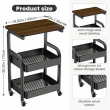 2/3ier Rolling Cart | Detachable Storage Rack, Snack Storage Stand, Portable Wheels, Multi-Tier Cart - For Bedroom, Kitchen, Bathroom, Household Supplies, Kitchen Storage Cart, Metal, Assembly Required - 查看 2