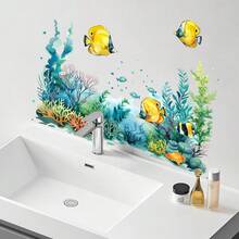 1件 20*30cm (7.87英吋*11.42英吋) 2D水彩海洋熱帶魚珊瑚牆貼，居家氛圍PVC自黏裝飾貼紙 - 多色 - 查看 3