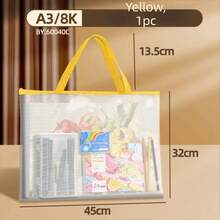 Bolsa de Projeto A3/A4 para Artesanato de Acolchoado, Bolsa de Armazenamento com Alça, Bolsa de Arquivo Grande, Bolsa de Malha Transparente com Grade, Bolsa de Desenho e Esboço Portátil com Zíper, Bolsa de Documentos, Pastas de Arquivo, Suprimentos de Escritório - A - Visão 17