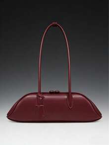 时尚、优雅、简约、精致、休闲的女士法棍包。 - 酒紅色 - 查看 3