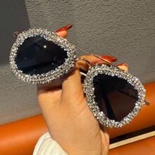 Rhinestone Aviator Women Fashion Glasses Fashion Retro Style Shades For Driving Summer Beach - Multicolor - View 5