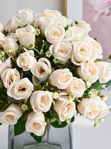 1PC Artificial Rose Bouquet, Home Dining Table Decoration, Photography Props, Outdoor Garden Wedding Decoration, Bride Holding Flower, Wrist Flower, Party Decoration, Valentine's Day Gift, New Year Decoration, Valentine's Day Gift, Birthday Graduation Gift - White - View 5