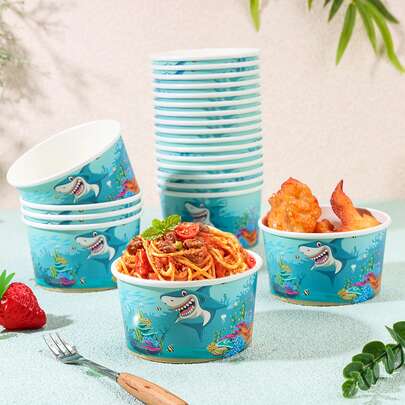 Bộ 8/16/24 cốc kem dùng một lần hình cá mập dễ thương, đồ dùng cho tiệc sinh nhật, cốc kem, cốc bánh, bát giấy đựng kem, cốc bỏng ngô, thích hợp cho các bữa tiệc, tụ họp, xem phim, sinh nhật, đám cưới, dã ngoại.