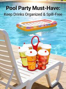 1pc 6-Slot Foldable Beverage Holder, Foldable Cup Tray, 6 Rotating Cup Slots, Lightweight And Sturdy Plastic Beverage Rack, Suitable For Parties, BBQ, Camping, Picnic And Outdoor Activities, Beverage Storage Rack, Practical Party Accessory, Easy-Grip Handle, Great Gift For Halloween, Valentine's Day, Christmas, Thanksgiving, 1pc Bottle Opener - Multicolor - View 7