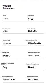 Cuffie Bluetooth Lenovo XT55 con gancio per l'orecchio, wireless, per sport e corsa, nuovo modello 2025, batteria a lunghissima durata, grande capacità, colore bianco [Indicatore di carica + Bluetooth 5.4 + Effetto sonoro HiFi + 45 ore di autonomia] - Visualizzare 11