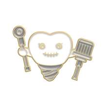Cute Tooth-Shaped Enamel Pin, Rabbit Dentist Badge, Metal Accessory, Lapel Pin For Suit, Backpack, Hat, Gift For Healthcare Workers, AWDG Jewelry - Khaki - View 10