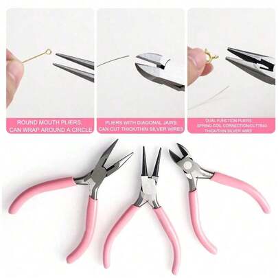 5pcs Jewelry Pliers Set, Including 3pcs Jewelry Making Pliers And 2pcs Tweezers, Suitable For Creating And Repairing Various DIY Jewelry Accessories