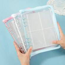 1 pieza Álbum de anillas con cremallera tamaño A5, cuaderno organizador con cubierta brillante, álbum de fotos de PVC transparente, portador de tarjetas de fotos, álbum de almacenamiento de coleccionista, organizador de pegatinas A5 con cremallera, para organizar fotos, tarjetas de intercambio y tarjetas de juego, manualidades, vuelta al cole - Conjuntos - Ver 1