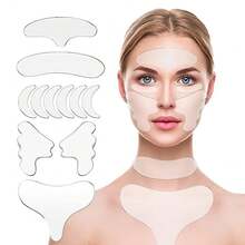 16 Pcs/Set 11 Pcs/Set 5 Pcs/Set Reusable Face And Chest Anti-Wrinkle Beauty Peel-Off Mask Patches, Enhance Skin Radiance - Clear - View 1