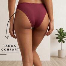 Set Of 5 Women's Ribbed Cotton Thong Panties, Assorted Colors, Mila - Multicolor - View 5