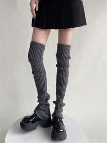 70cm Knitted Yoga Leg Warmers Women, Thick Thermal Over--Knee Leg Warmers, Autumn/Winter CP0L FDMK - 白色 - 查看 9