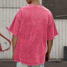 Oversized Graphic Tshirts For Men Acid Wash Los Angeles Vintage Tees Streetwear Baggy Cotton Shirts Casual Topssummer Outfits For Women - 銹紅色 - 查看 5