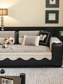 1件柔软绒面沙发套，简约纯色3D设计，宠物友好，防污防刮，适合所有季节，包括圣诞节和新年，可机洗，适用于1/2/3/4人沙发 - 米色 - 查看 5