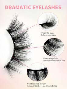 ENCHUW 16 Pairs Half Eye False Eyelashes,Natural Fluffy Lashes,Cat Eye Lashes End Eye Elongated Lashes For Daily Wear - Black - View 3