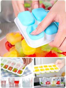 2 piezas de moldes de cubitos de hielo de silicona con tapas, moldes de hielo cuadrados fáciles de liberar, certificados LFGB - Multicolor - Ver 4