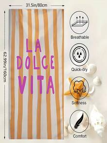 1条 La Dolce Vita 夏季意式沙滩巾 - 活力条纹设计，超柔软速干涤纶混纺面料，适用于沙滩、泳池、瑜伽、旅行 - 生日、圣诞节、母亲节的完美礼物，瑜伽配件，现代风格，超细纤维质地 - 多色 - 查看 13