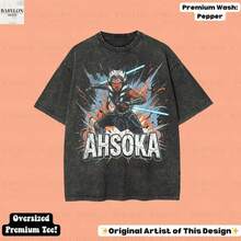 Oversized Ahsoka Tano Shirt_ Star Wars Jedi Tee, Clone Wars Sweatshirt, Ahsoka Tano Graphic Shirt, Disneyworld Hoodie, Galaxys Edge M - Black - View 1