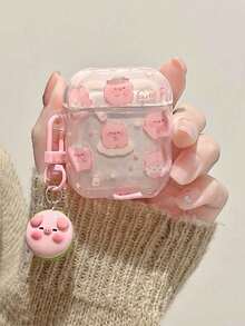 1个可爱卡通粉色小猪+挂件耳机套，适用于苹果Pro/Pro2 1/2/3/4无线蓝牙耳机 - 粉色 - 查看 4